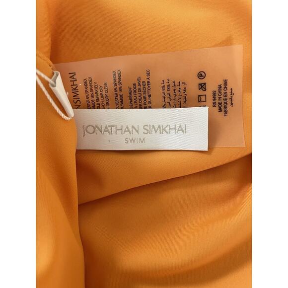 Jonathan Simkhai Swim One Piece Swimsuit Shayna Crinkle Papaya - Picture 8 of 8